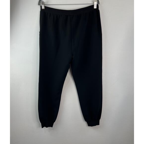 Twin-Set T.S.J. Black Sweatpants Leather Striped Jogger Ribbed Cuff Sz M Medium - Picture 5 of 7